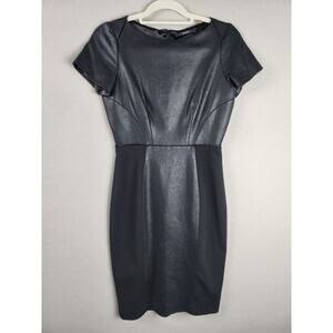 Tahari Black Sheath Dress Size 4 - Textured Upper - Substantial Fabric Weight